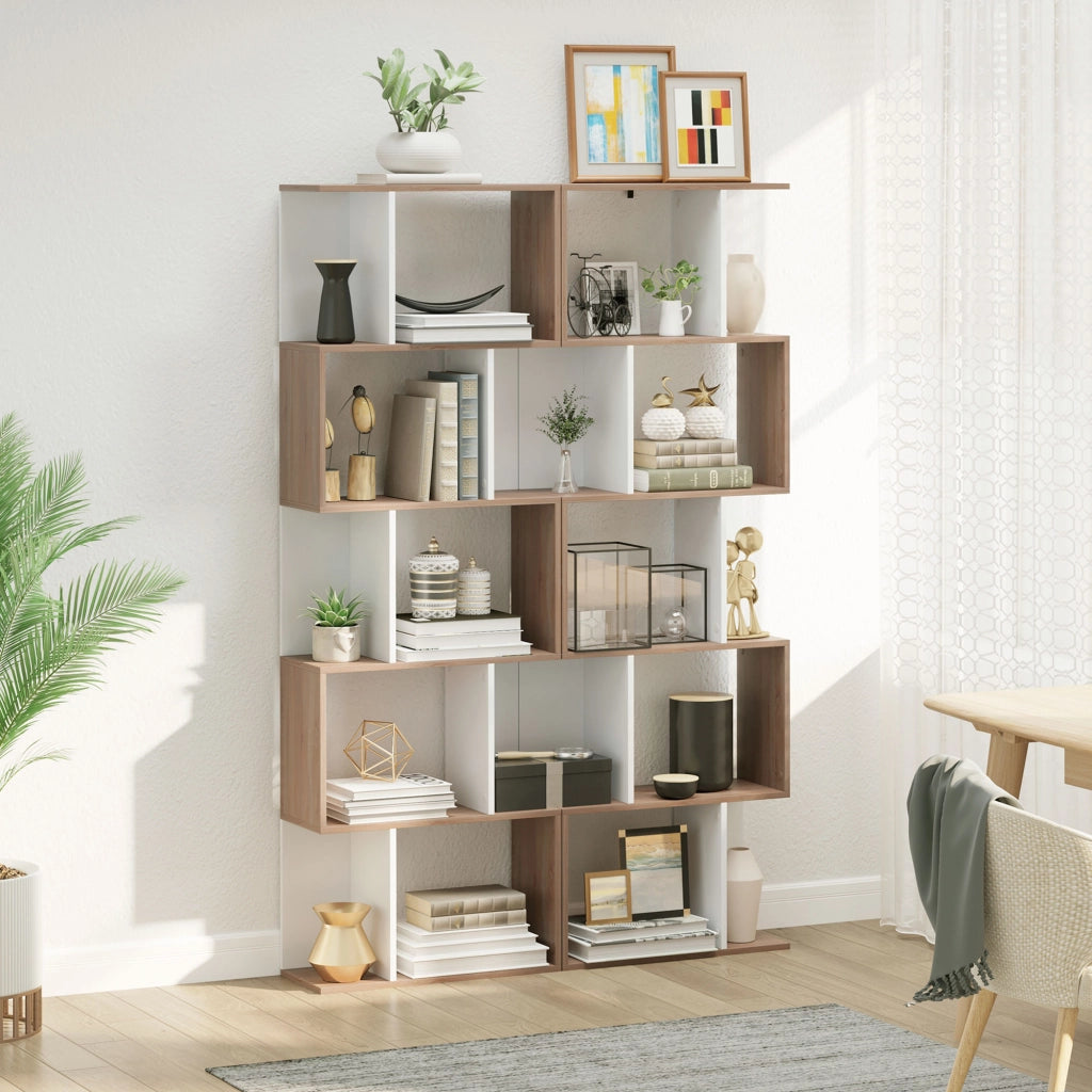 Libreria a 5 livelli ¨C zephmum ¨C legno rovere bianco 60x24x185 cm
