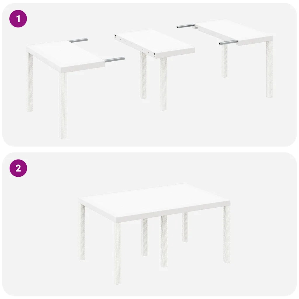 Tavolo da Giardino | Tavolino da esterno Bianco 150 x 100 x 73 cm polyrattan