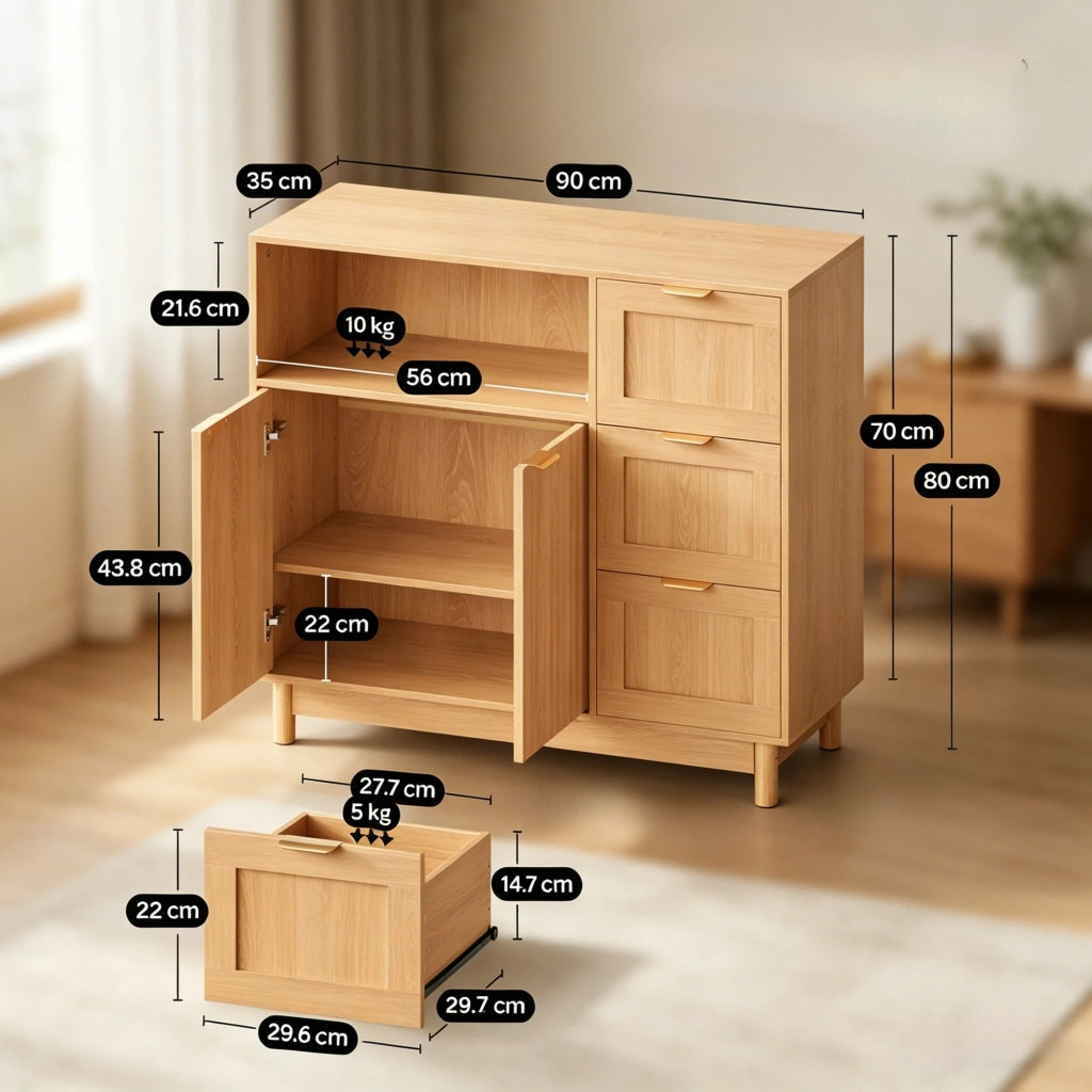 Credenza da cucina 90x35x80 cm effetto legno