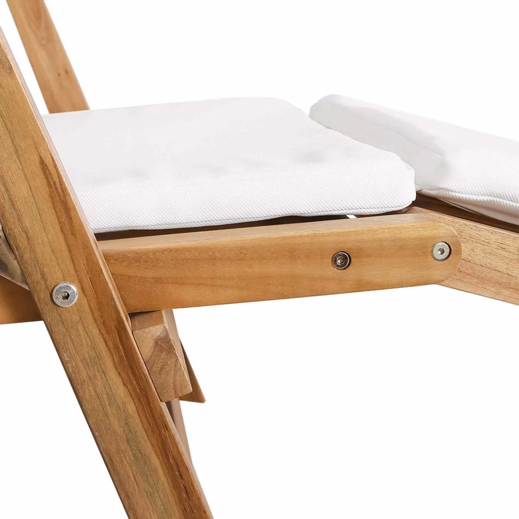 Sedia a sdraio pieghevole con cuscino Bianco 42030522