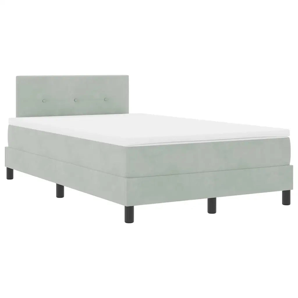 Letto a Sorgente LED con led Grigio chiaro 120 x 200 cm Velluto