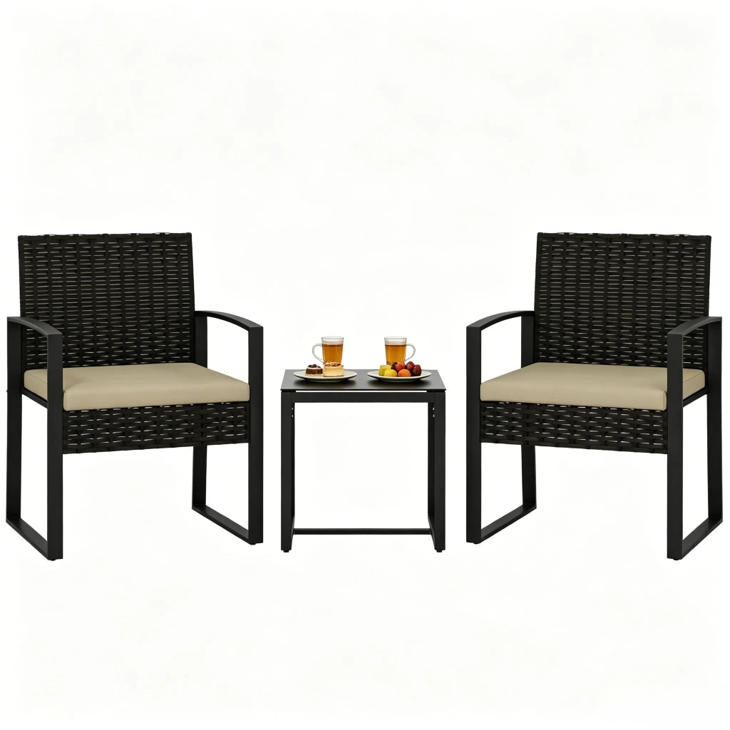 Set mobili da giardino, tavolo e 2 sedie per patio e bistro