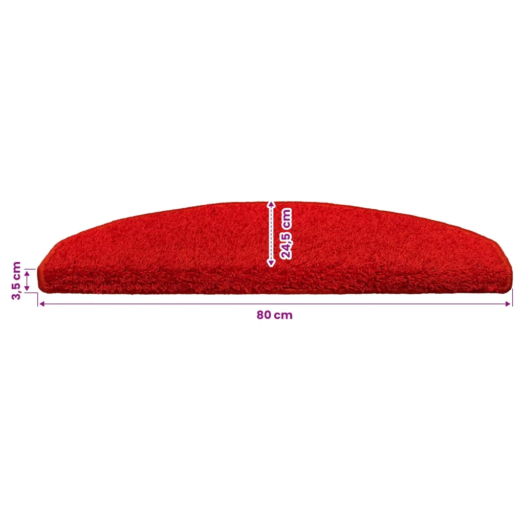 Tappetini per scale autoadesivi 15 pz | Gradini per Scale Rosso 80 x 24,5 x 3,5 cm
