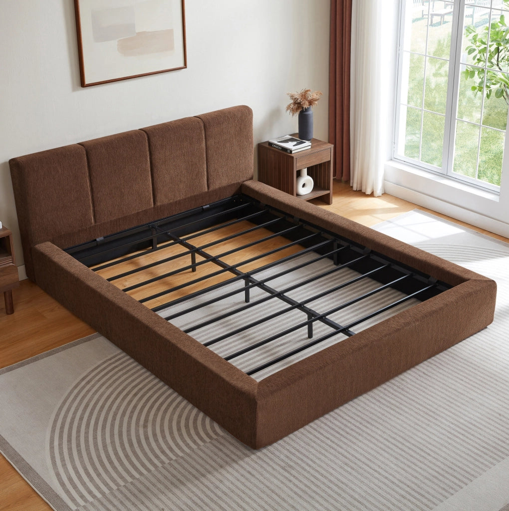 Telaio letto 160x200 cm con testiera imbottita e struttura in acciaio rinforzato, senza materasso