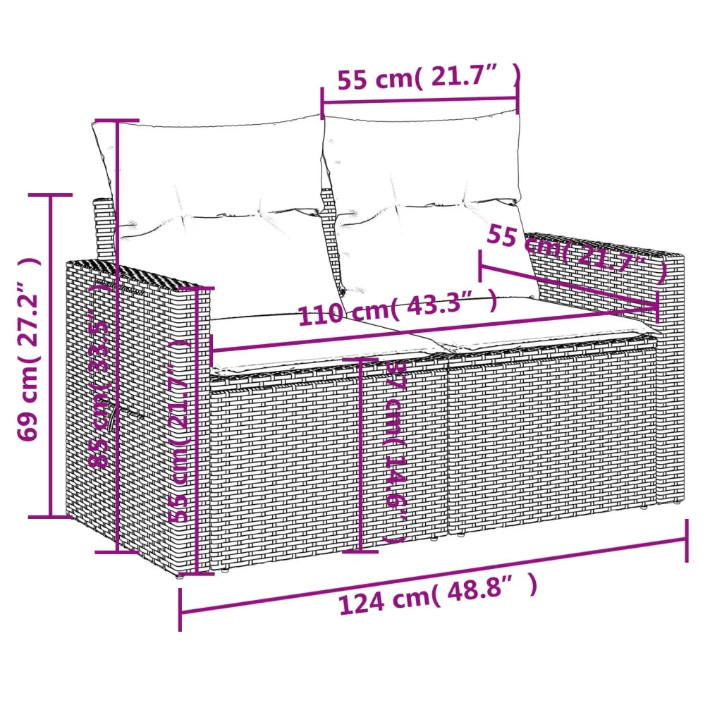 Set Divano da Giardino 5 pz con Cuscini-Sofa da Giardino-Divanetto da esterno Beige in Polyrattan 237147