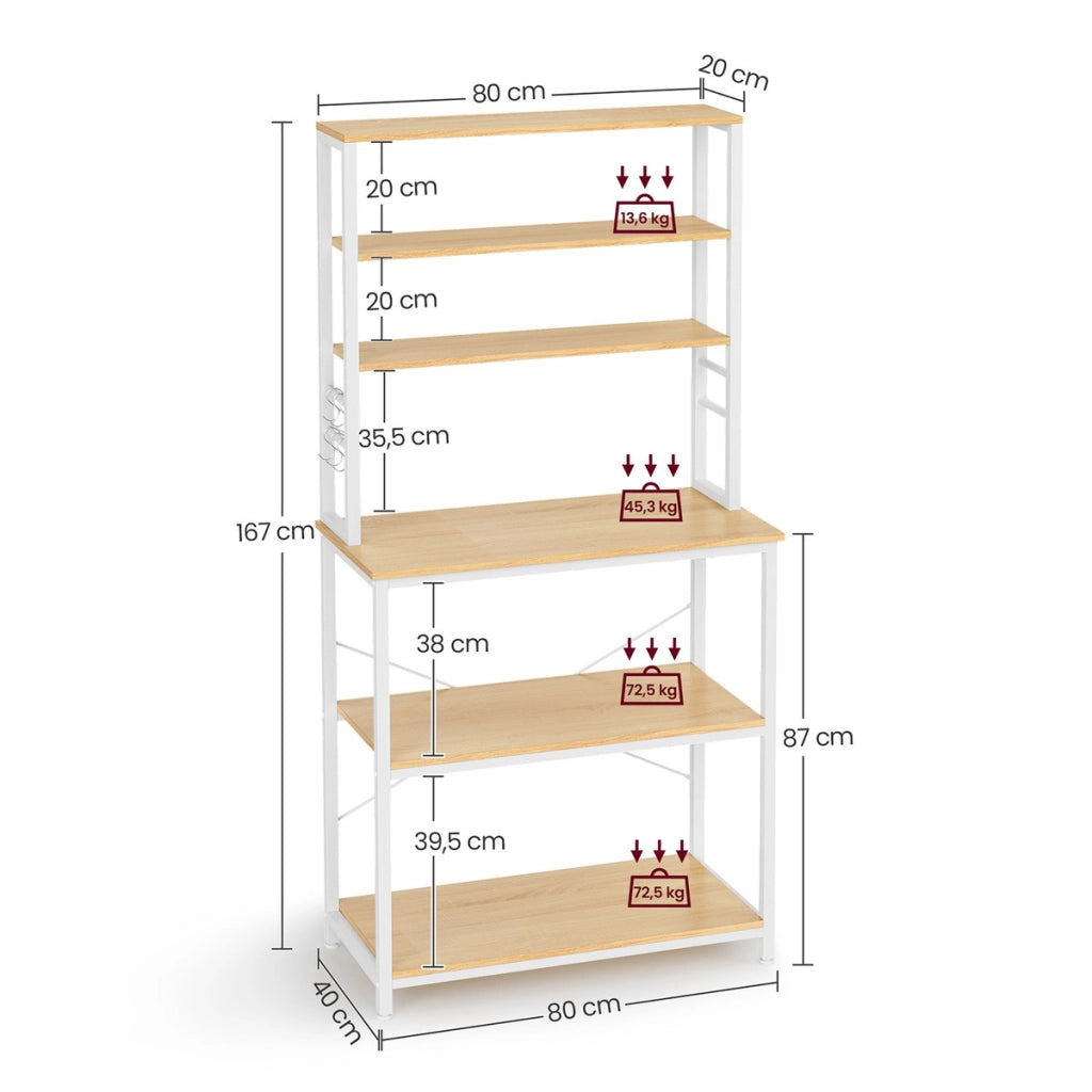 Scaffale Cucina Salvaspazio in Rovere e Bianco