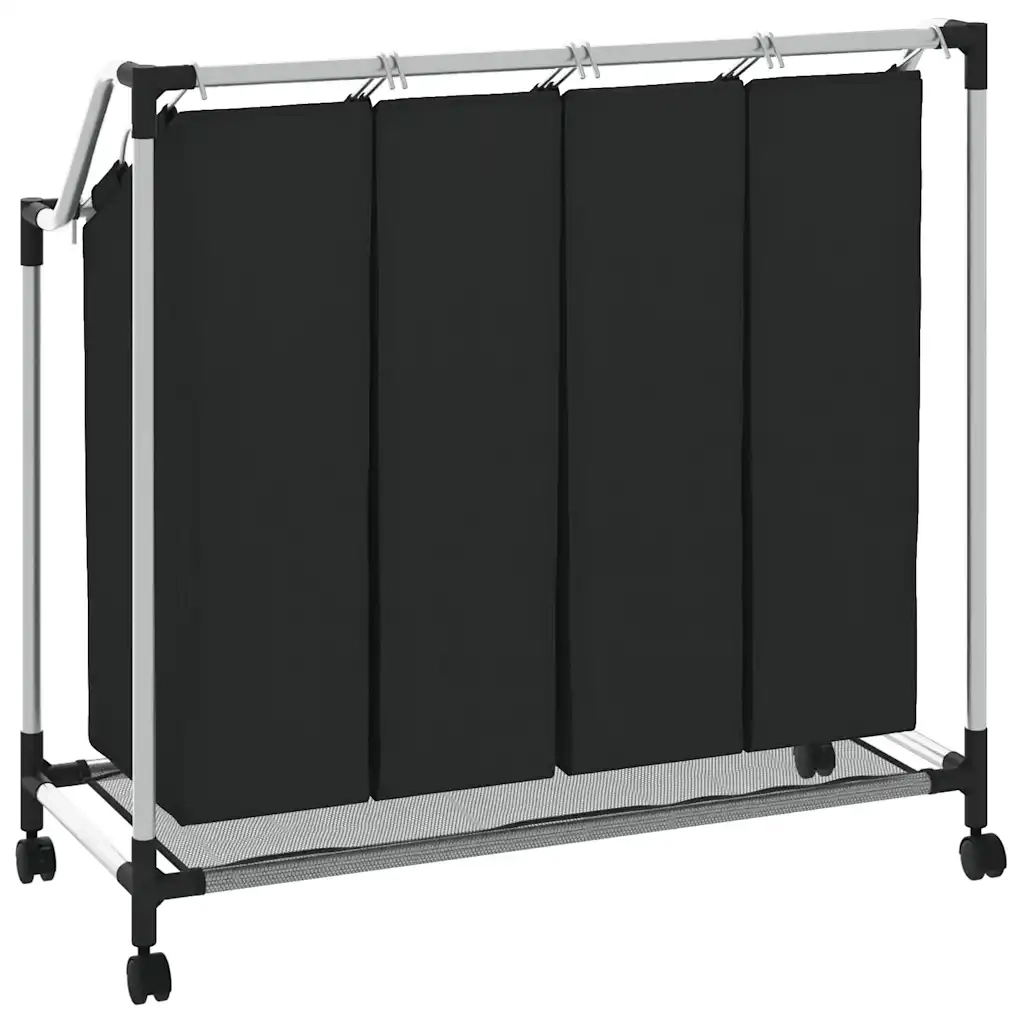 Classificatore lavanderia con 4 borse nero 240367