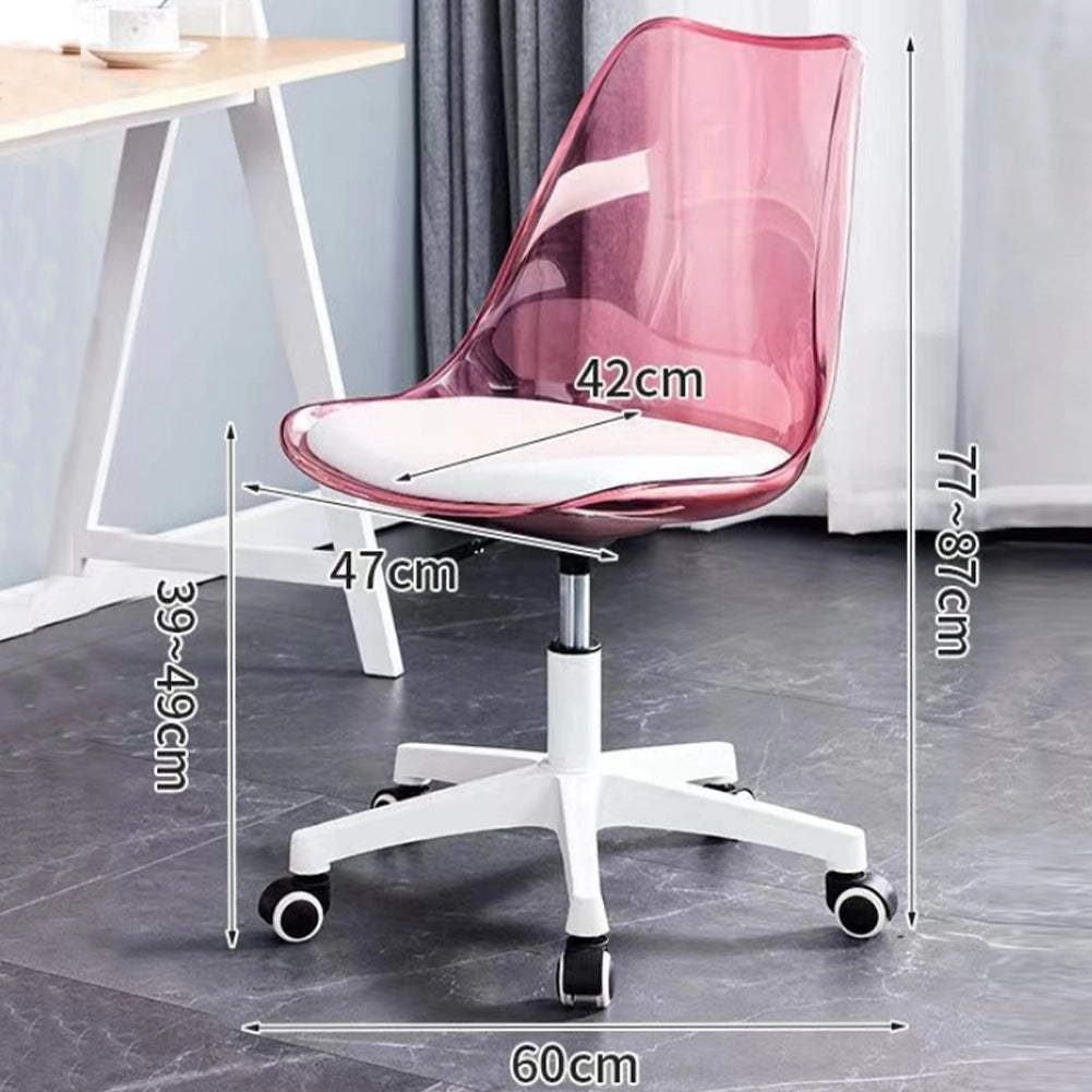 Sedia da Scrivania con ruote e Schienale trasparente Rosa Poltrona da Ufficio