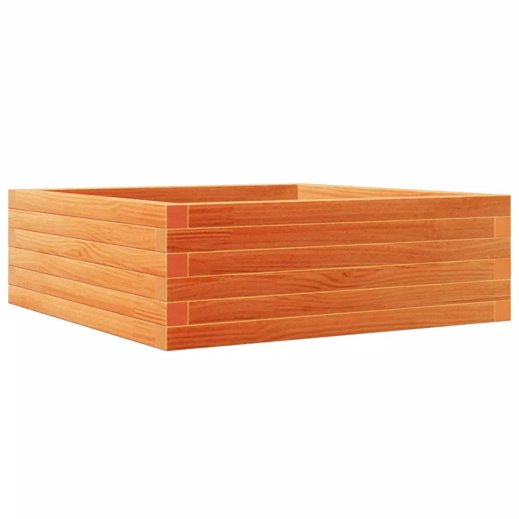 Fioriera | Cassetta per fiori | Vaso Giardino Marrone Cera 70x70x23 cm Legno Massello Pino