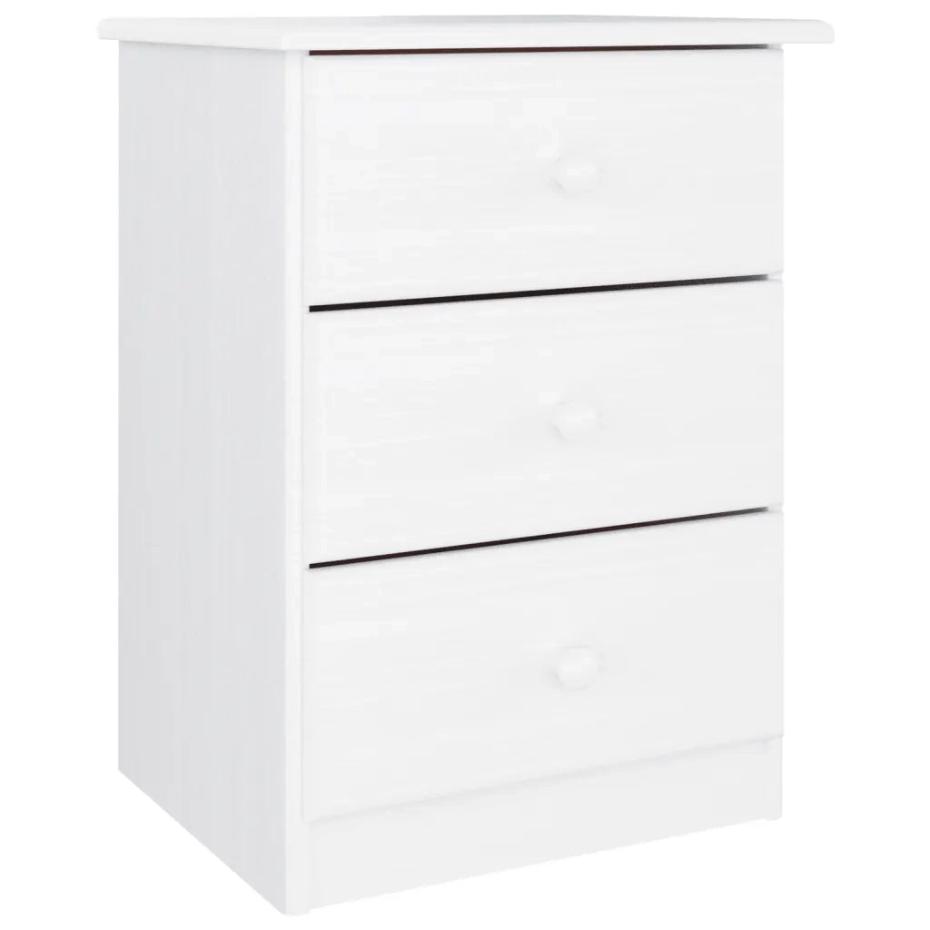 Comodino ALTA Bianco 41x35x55,5 cm in Legno Massello di Pino 353918