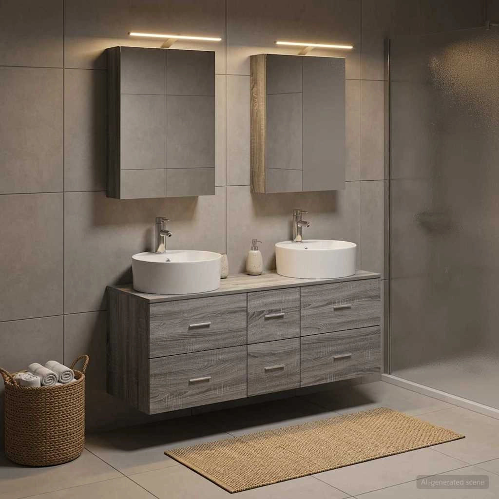 Set di mobili per il bagno 5 pz Sonoma grigio 3406916