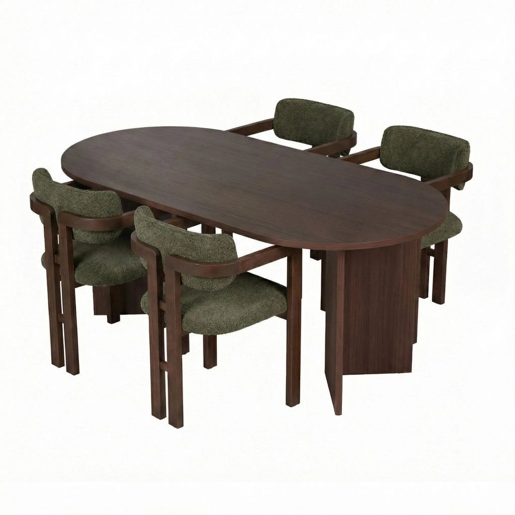 Set di tavolo e sedie in legno Meridia 4" (5 pezzi) - 180 x 90 x 75 cm - Verde
