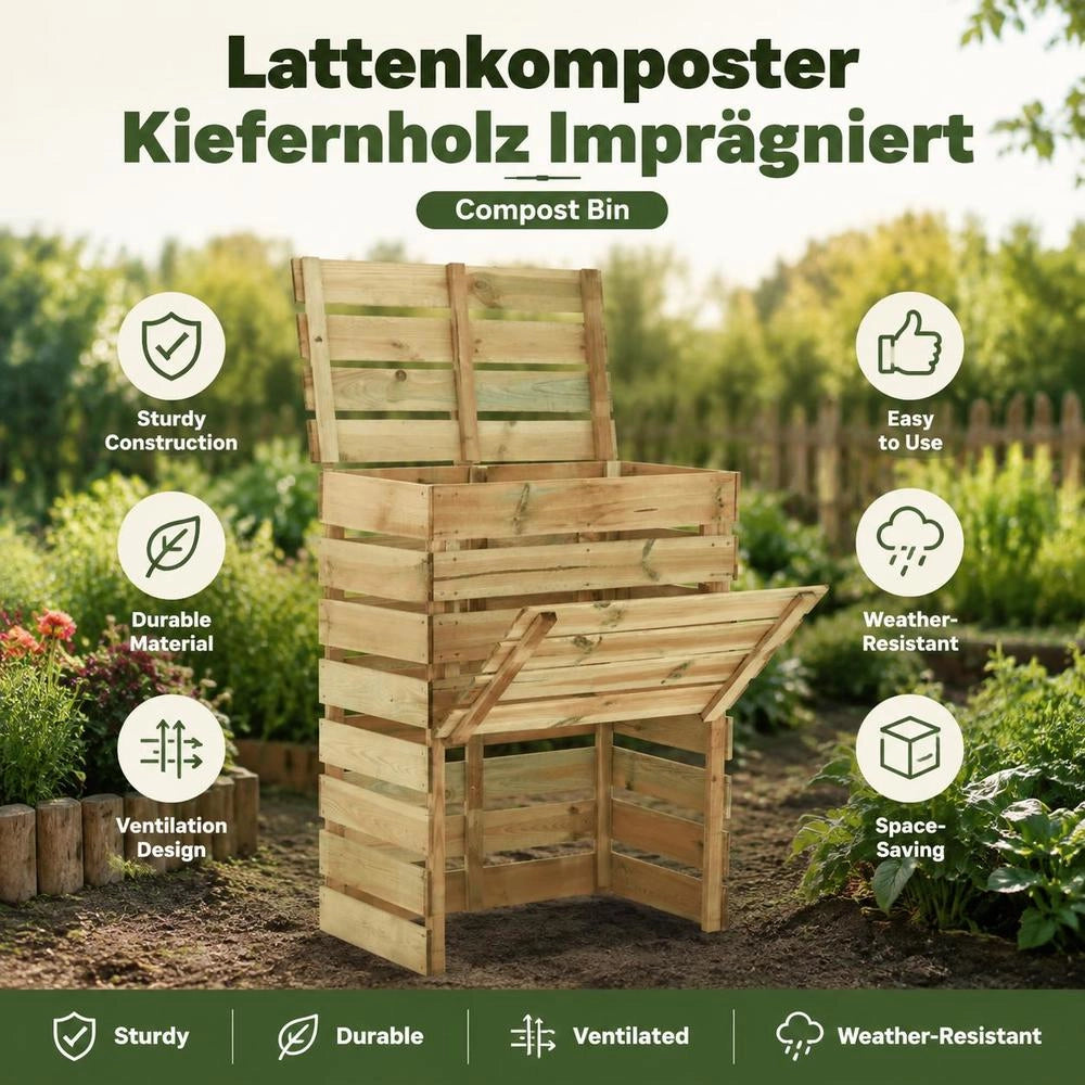 Slatted Compost Bin 80x50x100 Cm, Pine Wood, Impregnated