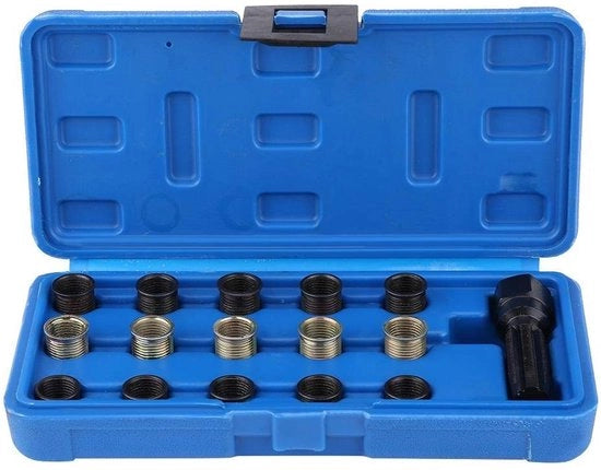Kit di riparazione a set di 16 viti a buca per auto - M16 x 1,25 e M14 x 1,25 - ideale per la riparazione delle viti a buca con foro.
