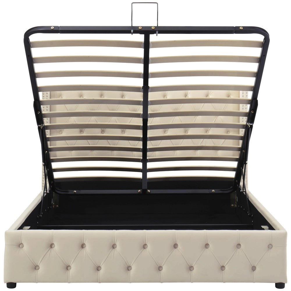 Letto Imbottito Matrimoniale ¨C MINIMAL ¨C Velluto Nero Beige 140x190 Idraulico con Rivetti
