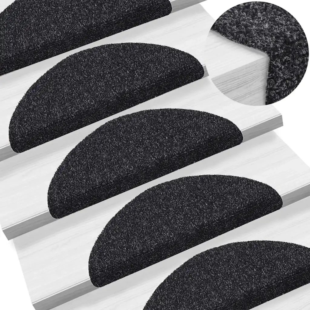 Tappetini per scale autoadesivi 20 pz | Gradini per Scale 56x17x3 cm neri semicircolari