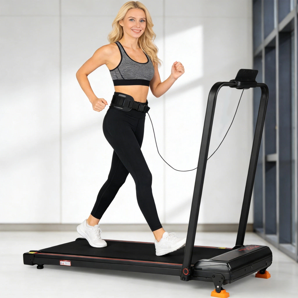 Tapis roulant pieghevole con inclinazione regolabile fino a 12 km/h display LED app telecomando nero 120 kg