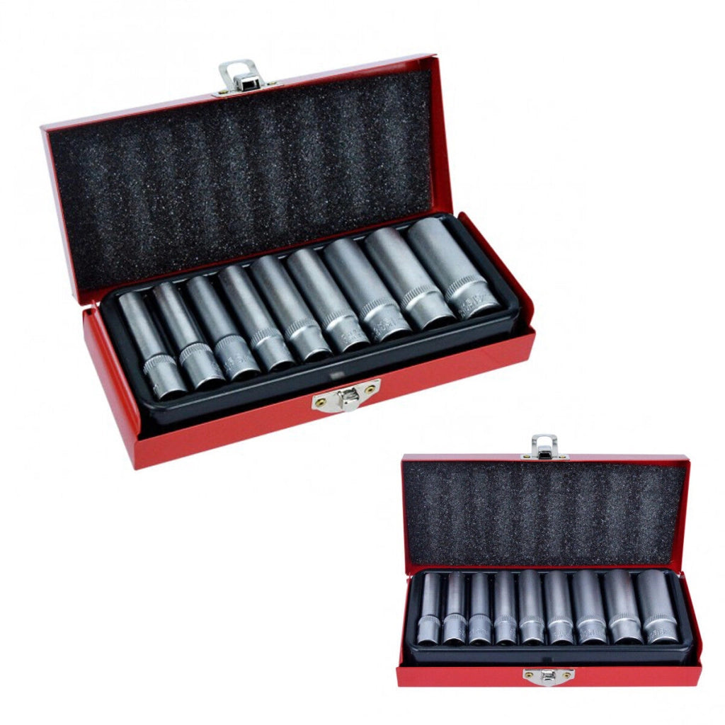SET DI CHIAVI BUSSOLA LUNGHE DA 1/4 CHROME VANADIUM 5 - 13 mm 9 PEZZI CANDELETTE