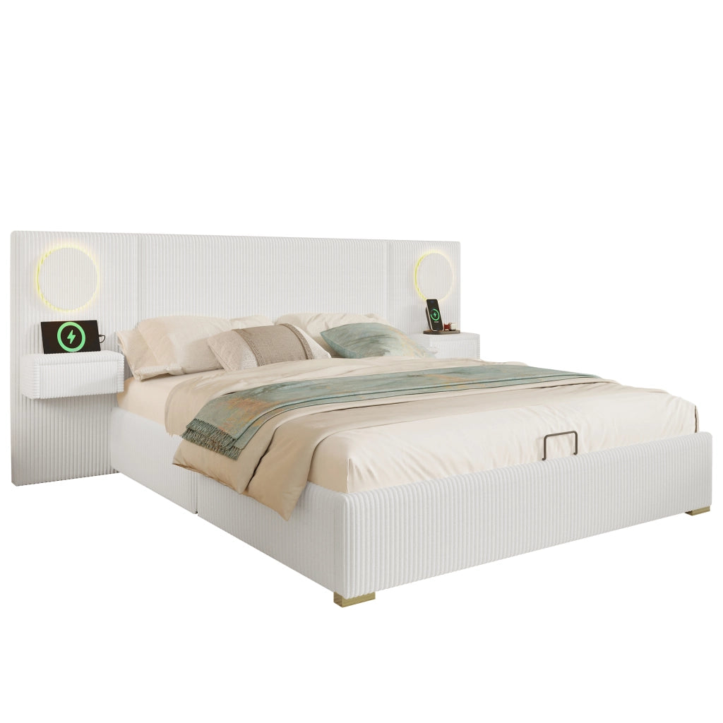 letto imbottito velluto beige 180 x 200 cm