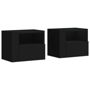 Set di 2 Comodini | Armadio da Notte | Mobiletto da notte a Muro Nero 45x30x35 cm