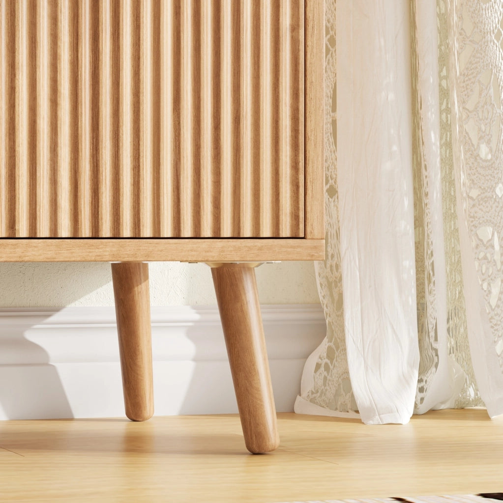 Mobile contenitore 75x35x180 cm con 2 ante e 3 cassetti in MDF naturale