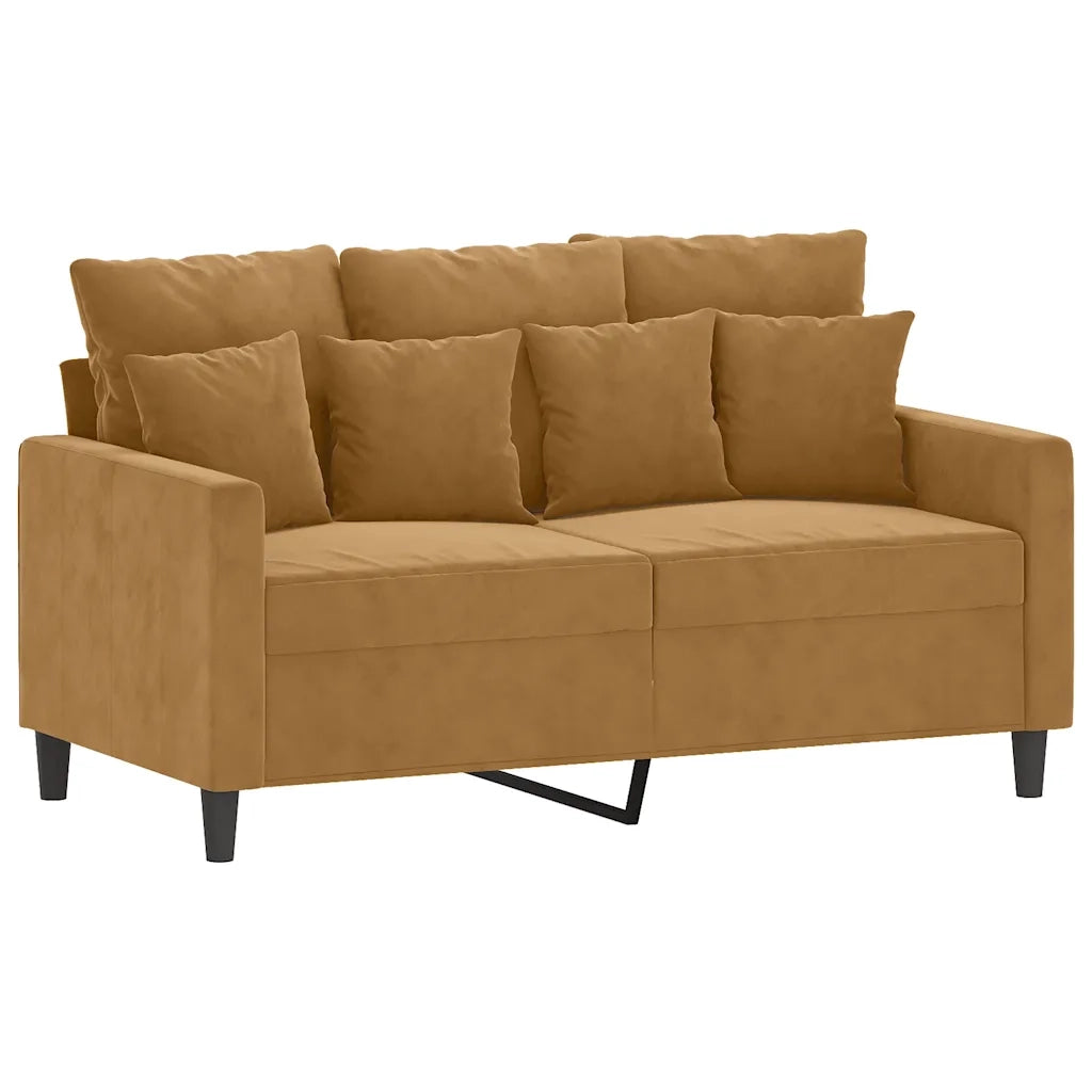 Set di Divani 3 pz con Cuscini Marrone in Velluto