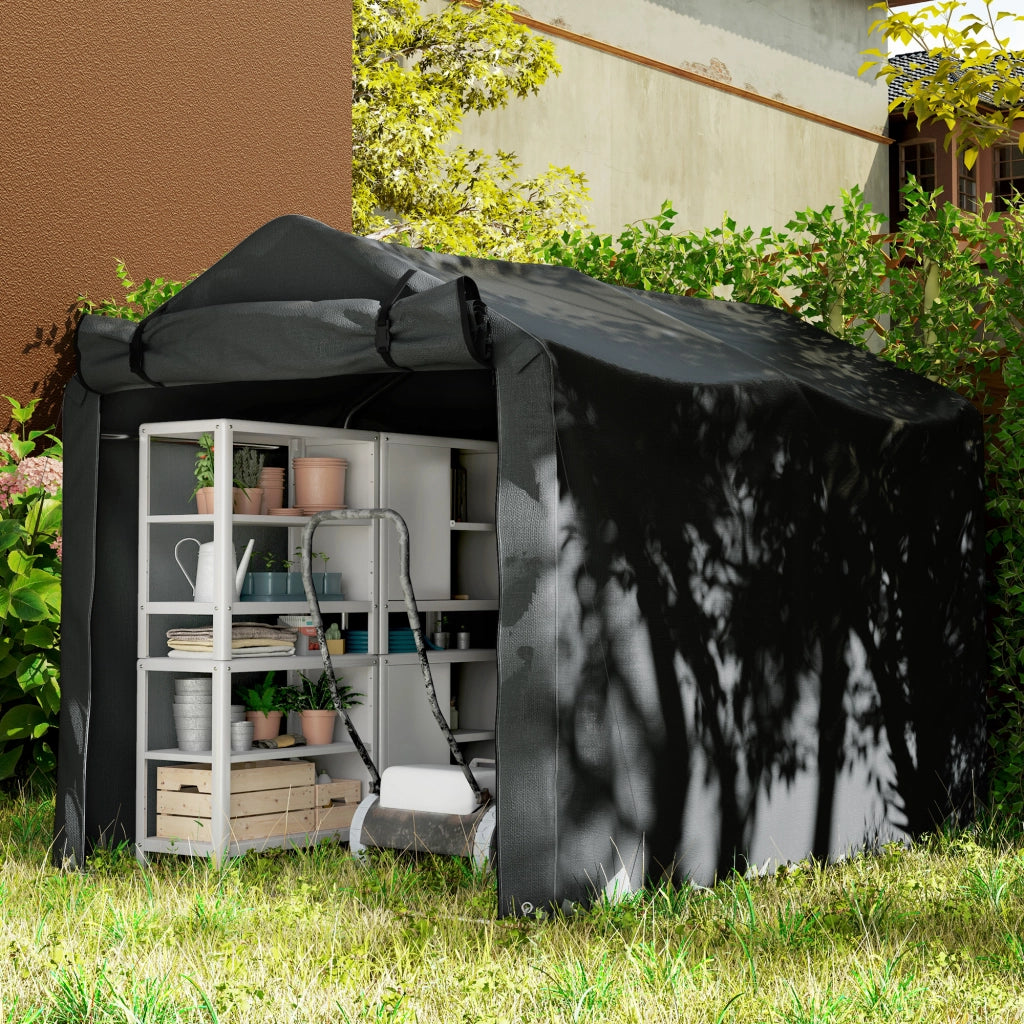 Tenda Garage Impermeabile ¨C Xylo ¨C 220x157x165 cm Nero con Porta UV-Resistente