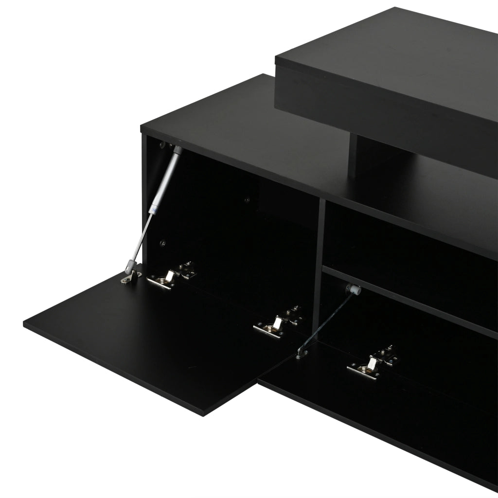 Mobile TV LED 192 x 37 x 53 cm nero lucido per TV fino a 85 pollici