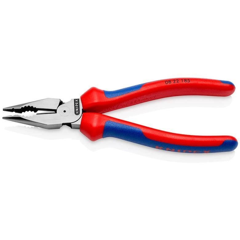 KNIPEX 08 22 185 Pinza Universale con Testa a Punta 185 mm Manici Comfort con Taglienti Temprati 64 HRC colore Nero