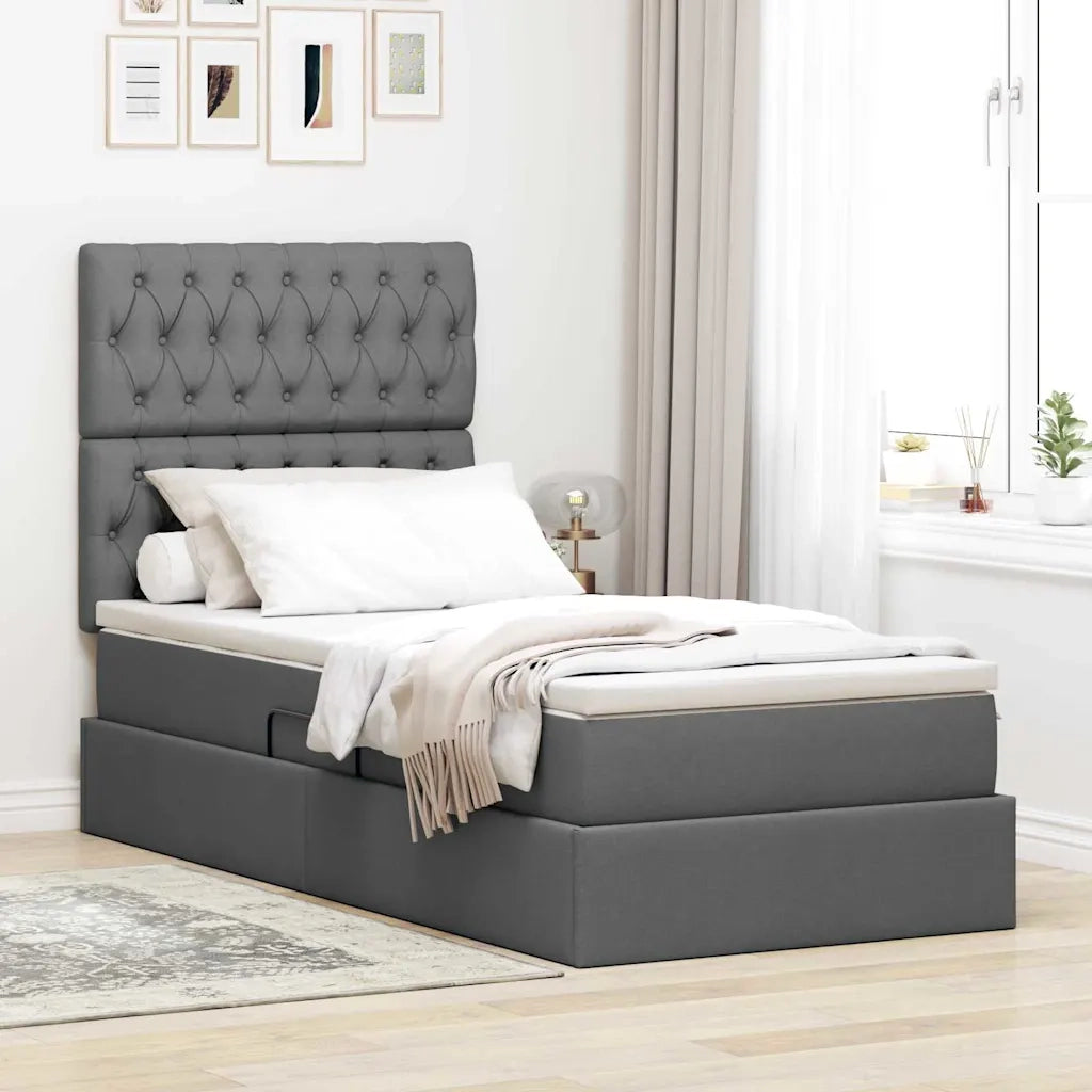 Letto con contenitore e materasso Grigio scuro 100 x 200 cm 3371824