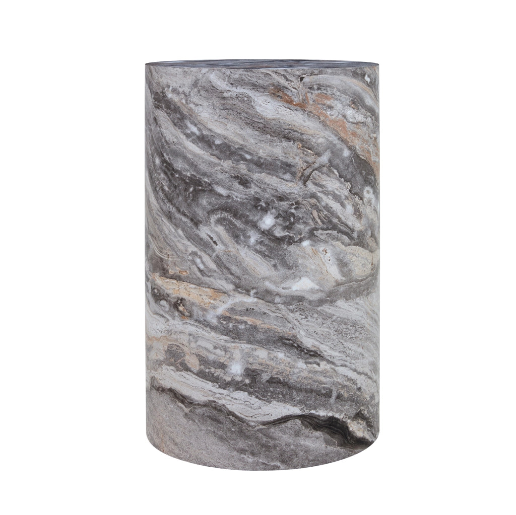 Tavolino rotondo in MDF grigio effetto marmo 66x44,5x44,5 cm gi¨¤ montato