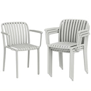 Set di 4 Sedie da Giardino Impilabili 58x57,5x79,5 cm con Braccioli Design a Doghe in Plastica Grigio