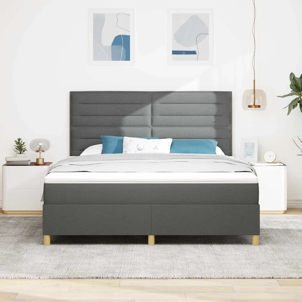 Letto a Sorgente LED Grigio scuro 180 x 200 cm Tessuto
