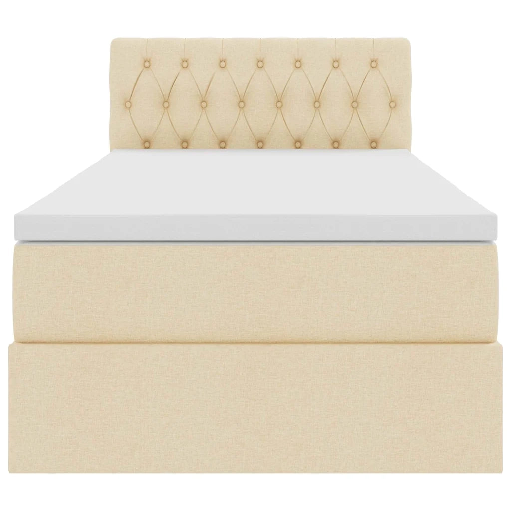 Letto con contenitore e LED Crema 100 x 200 cm Tessuto 3371191