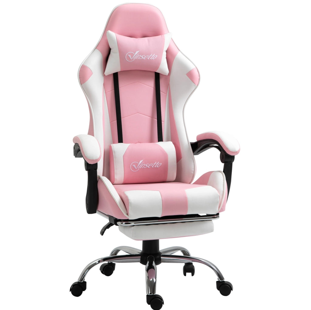 Sedia gaming ULEVR rosa con schienale ergonomico, poggiatesta, supporto lombare, altezza regolabile e poggiapiedi