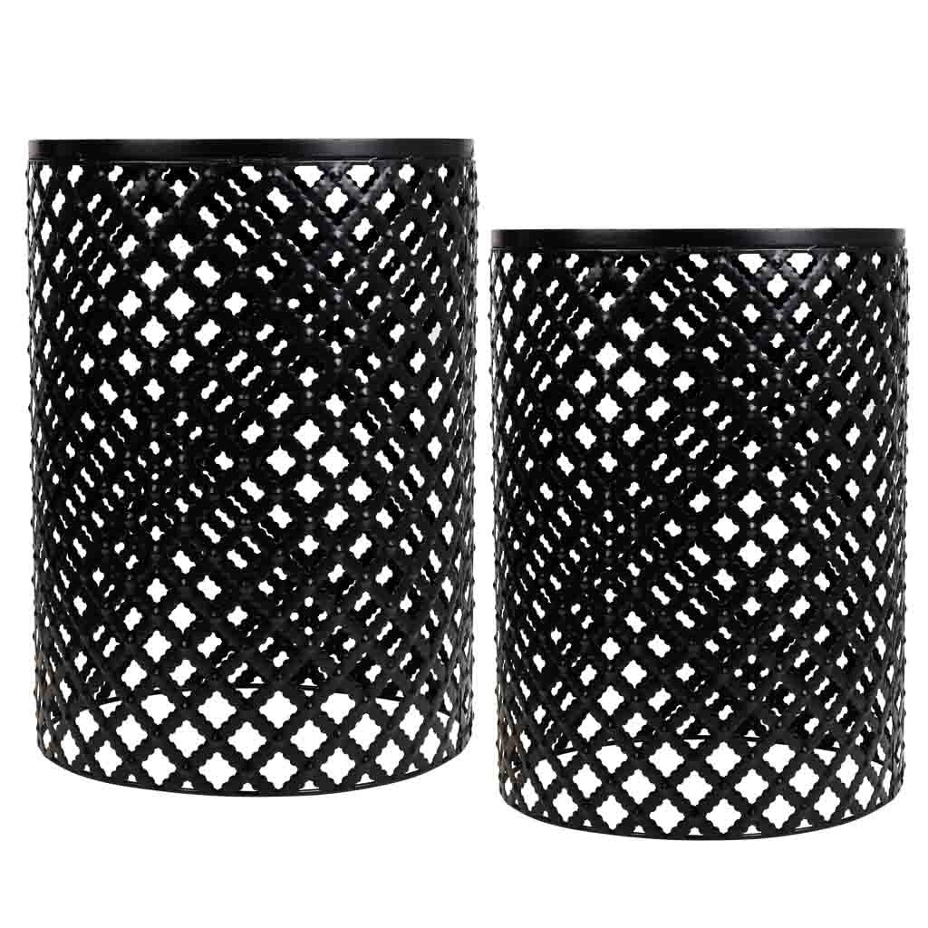Set di 2 supporti in mosaico nero e metallo