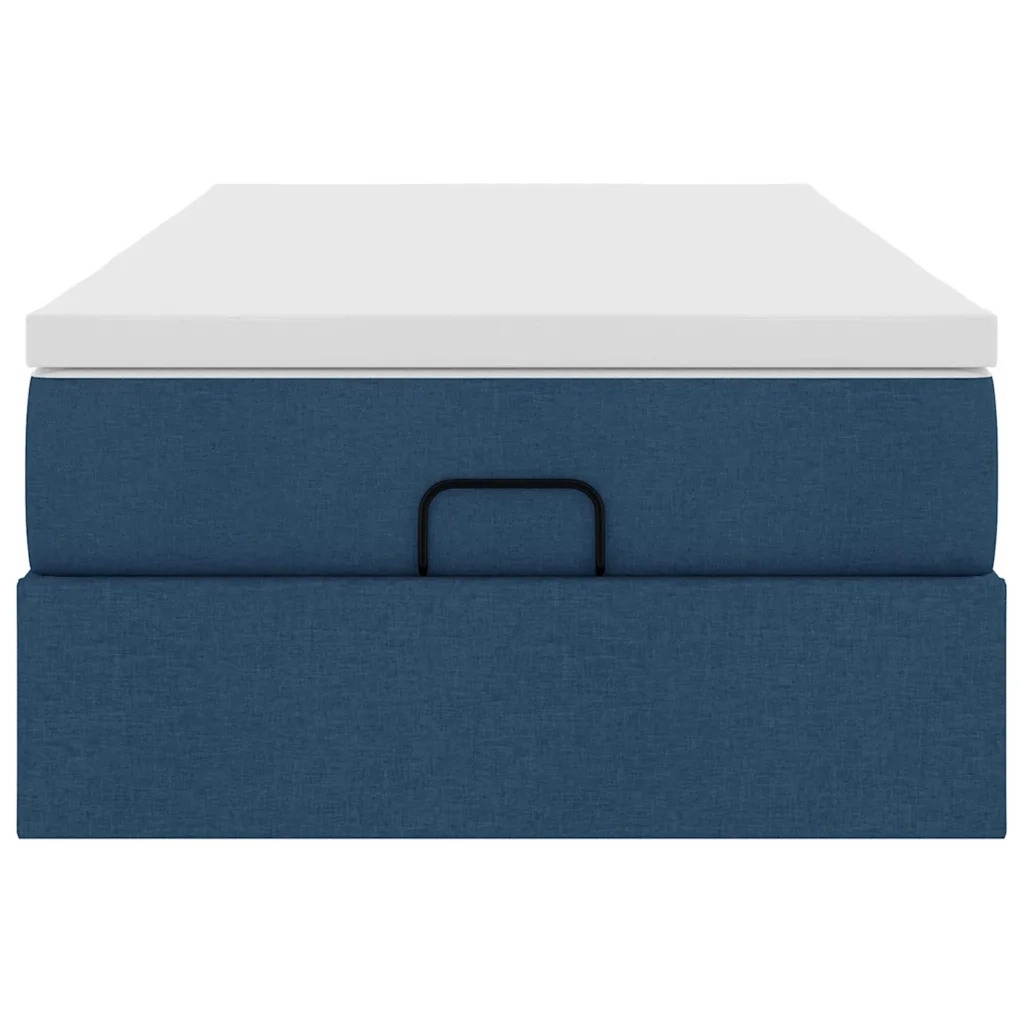 Struttura Letto Pouf con Materasso-Giroletto Blu 80x200 cm in Tessuto