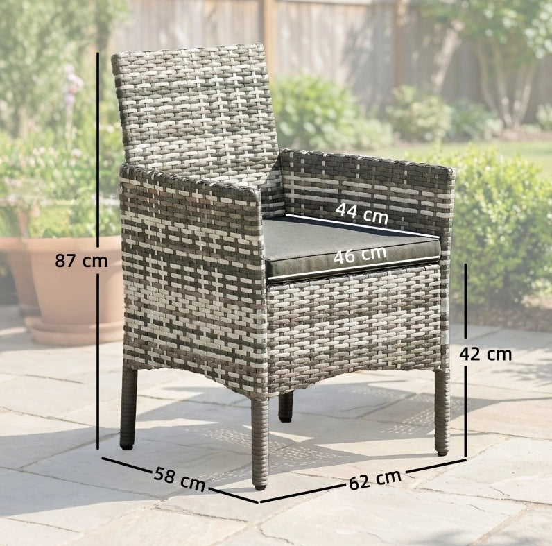 Set di 2 Sedie da Giardino in Polyrattan Grigio con Cuscini Rimovibili e Struttura in Acciaio