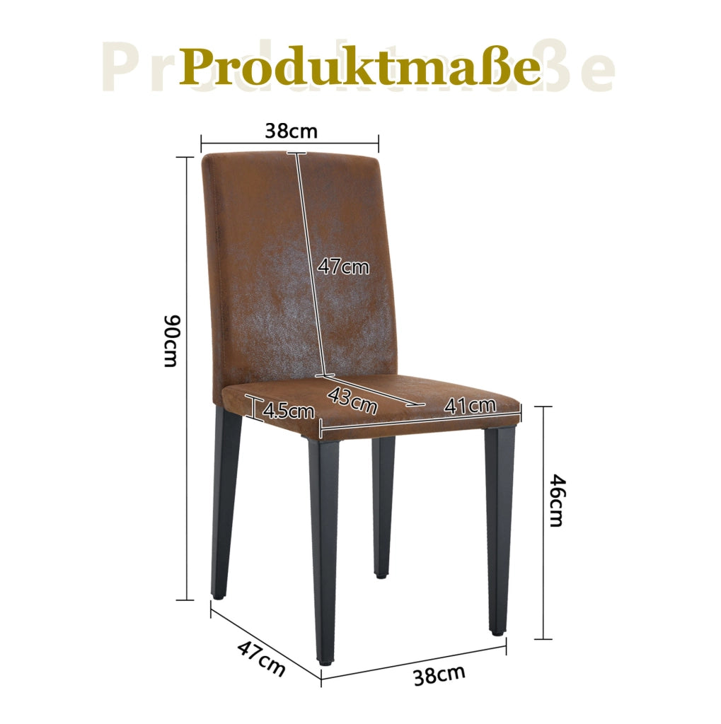 Set 4 sedie da pranzo in tessuto marrone con gambe in metallo nere HOMVRA