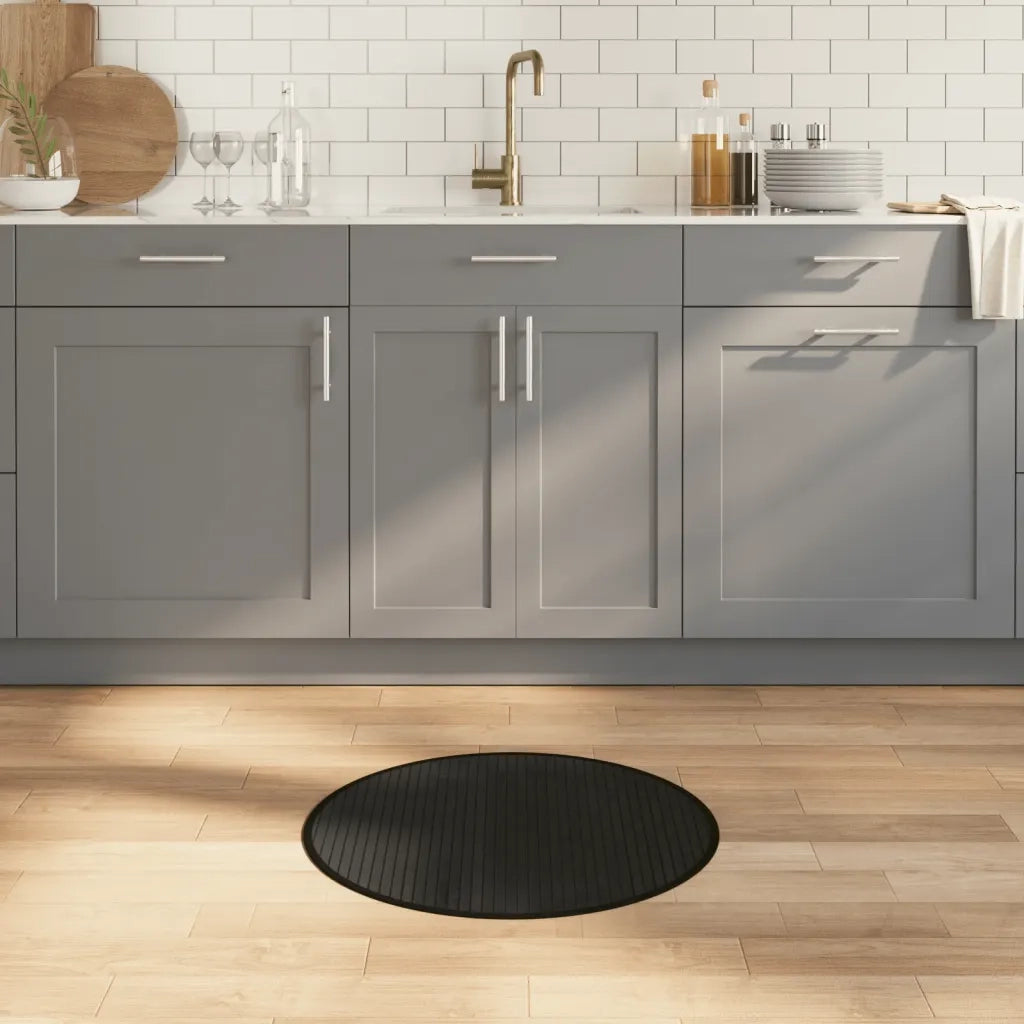 Tappeto Rotondo Nero 60 cm in Bambù 376972