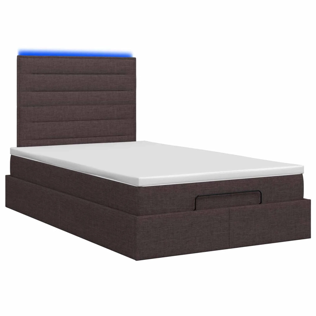 Letto Ottomano con Materasso e LED Marrone Scuro 120 x 200 cm 3457982