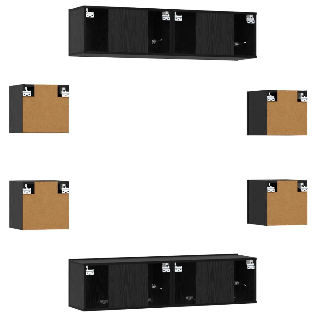 Set mobile TV 8 pz | Armadietto TV | Mobile Porta TV 120 x 30 x 30 cm Rovere Nero