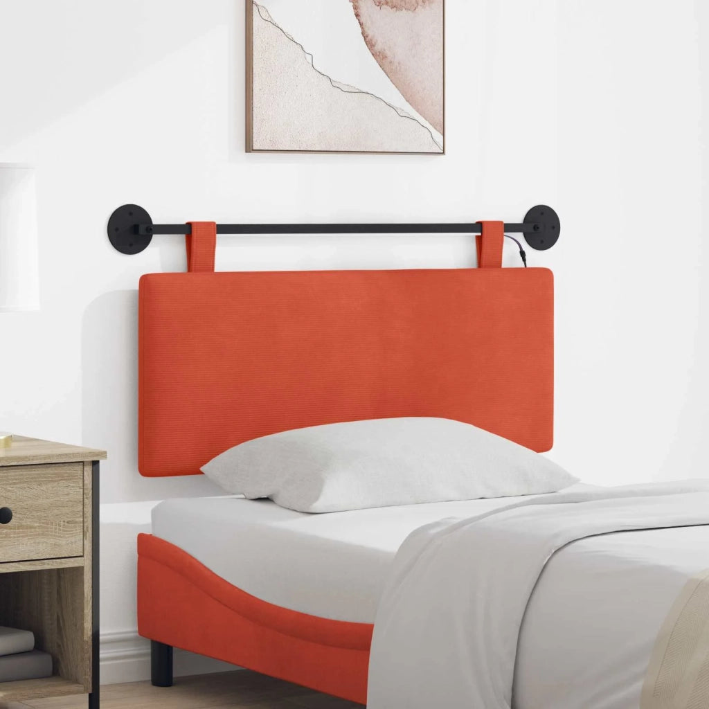 Testiera | Testata sospesa Con luce LED Rosso Arancio Tessuto in Cords