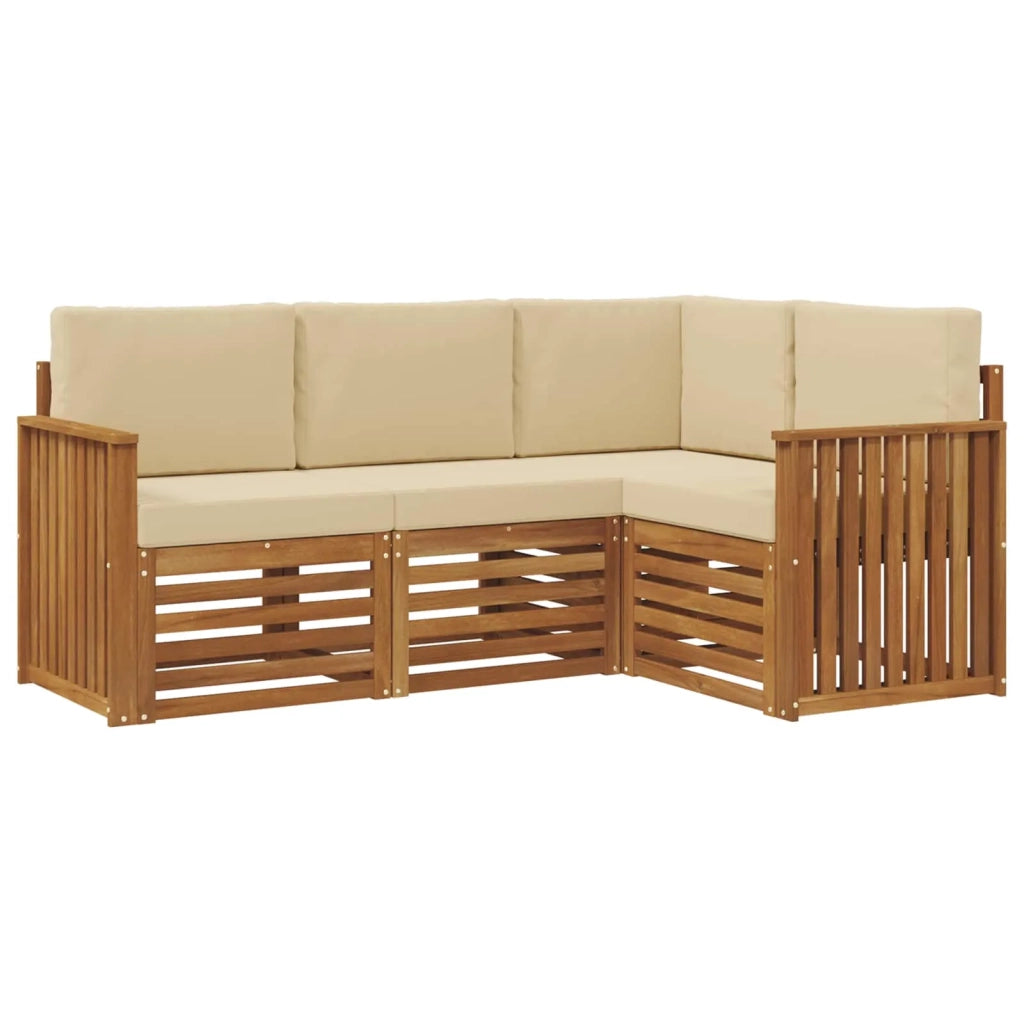 Set di divani da esterno 4 pz Naturale e Beige Poliestere 3374728
