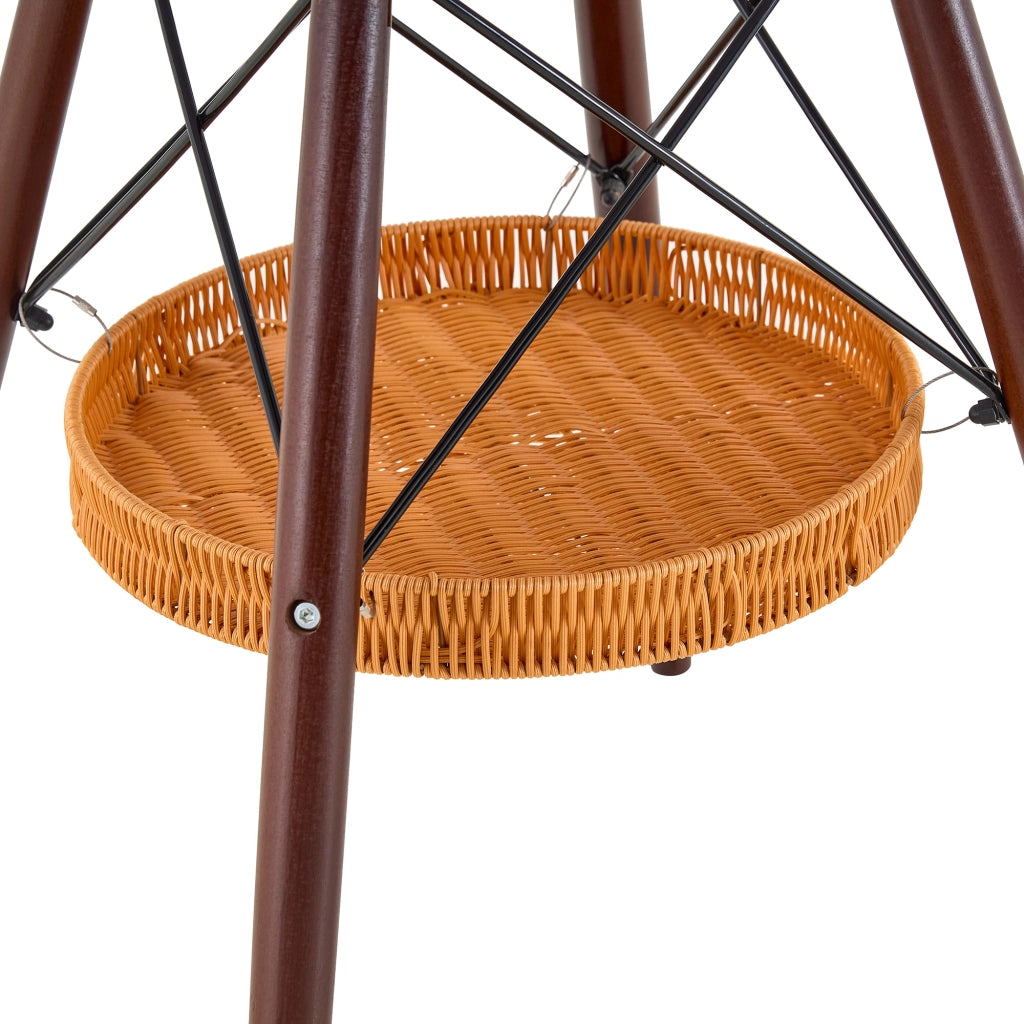 Tavolo da pranzo 2-4 posti con cestello portaoggetti - per soggiorno - Ø 80 cm - noce e nero