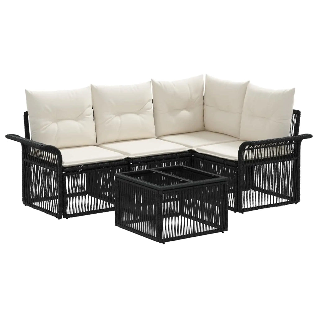 Set Divano da Giardino 5 pz Nero polyrattan 3434824