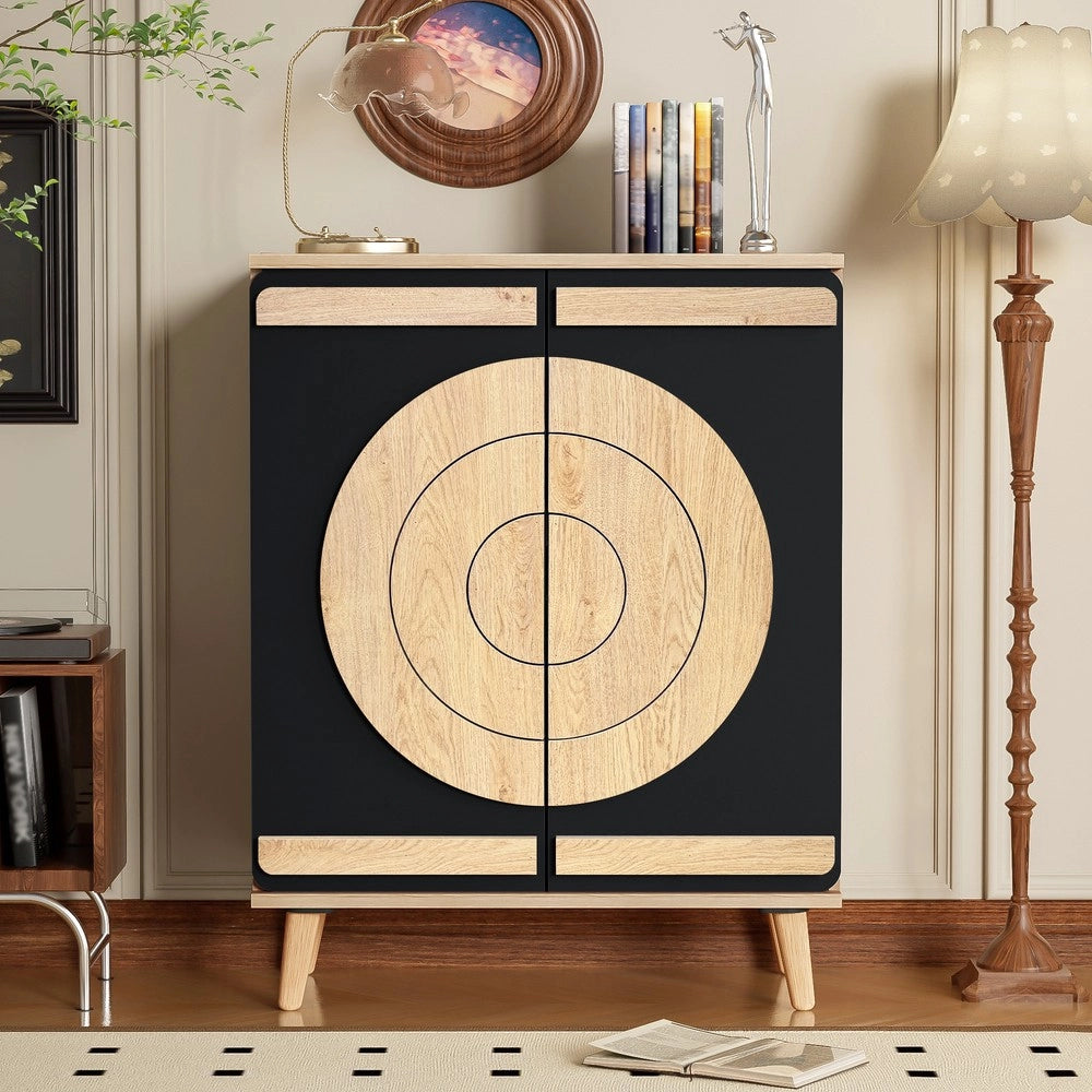 Scarpiera con Ante Geometriche e Ripiani ¨C MINIMAL ¨C Legno, Multilivello