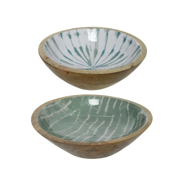 CIOTOLA DECORATIVA IN LEGNO D.25XH7CM BIANCO / AZZ