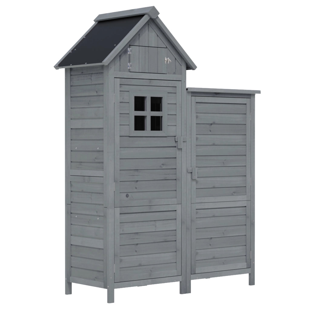 Armadio da esterno a doppia porta in legno massello di abete 110x52x170 cm grigio