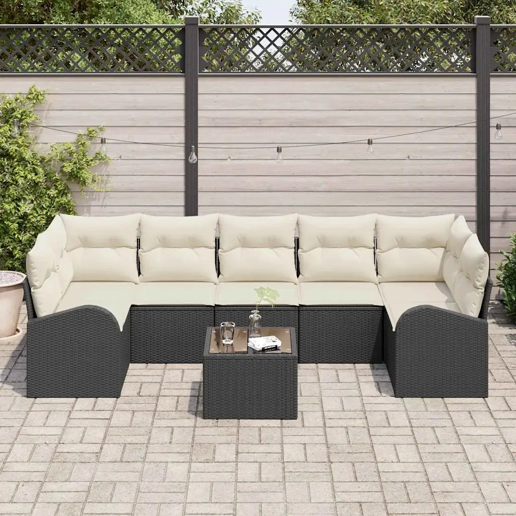 Set Divano da Giardino Nero 55 x 55 x 37 cm polyrattan 3345957